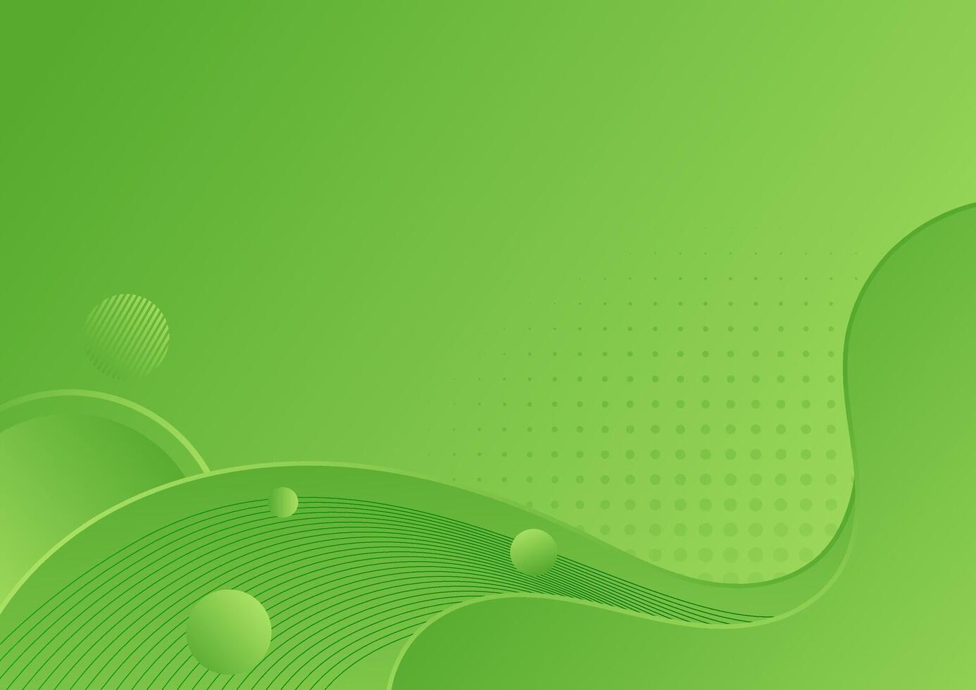 Abstract green gradient background with circles and halftone dots. vector