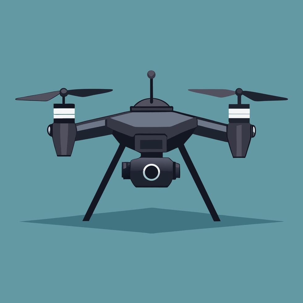 Stylized drone illustration with camera system and clear background for graphic projects vector