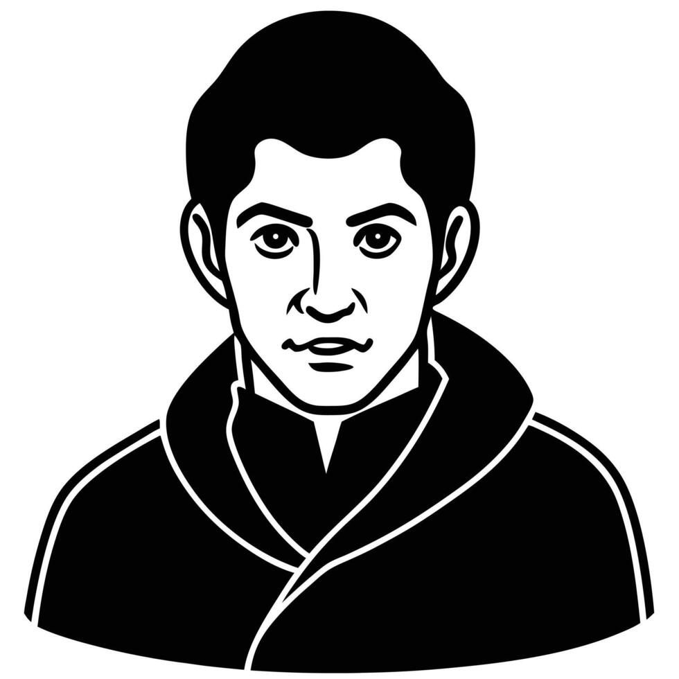 Elegant black and white portrait of a man with detailed facial features vector