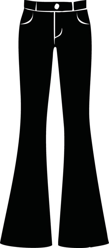 Black Flared Pants for Women with Pockets and Button Closure vector