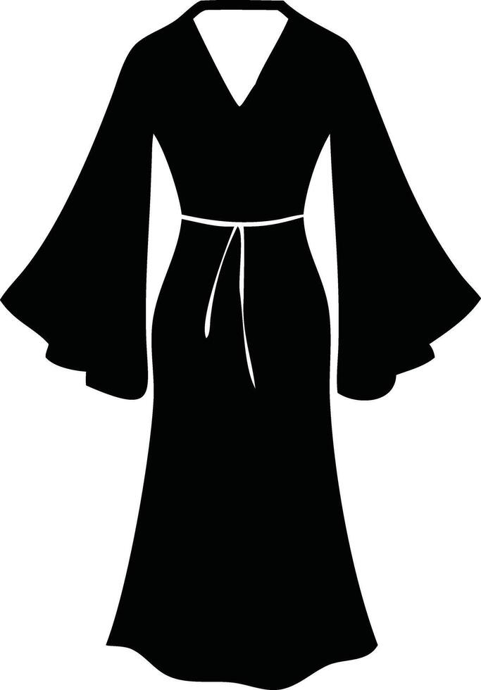 A black dress and a black and white blouse showcase classic woman's fashion and style, often seen in business apparel, with a timeless silhouette vector