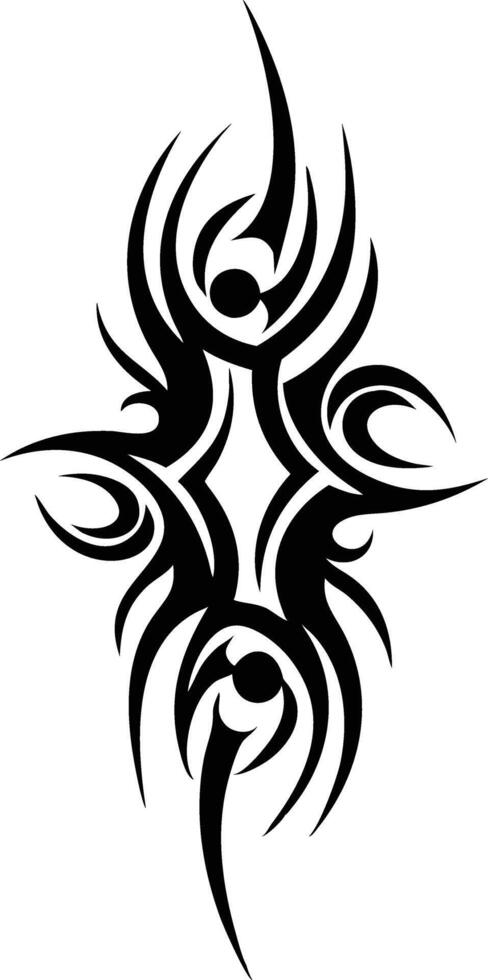 Black and white design features abstract swirls, a tribal pattern, and floral elements in a decorative silhouette vector