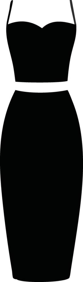 Modern Womens Outfit Outline Featuring High Waist Skirt and Fitted Top vector