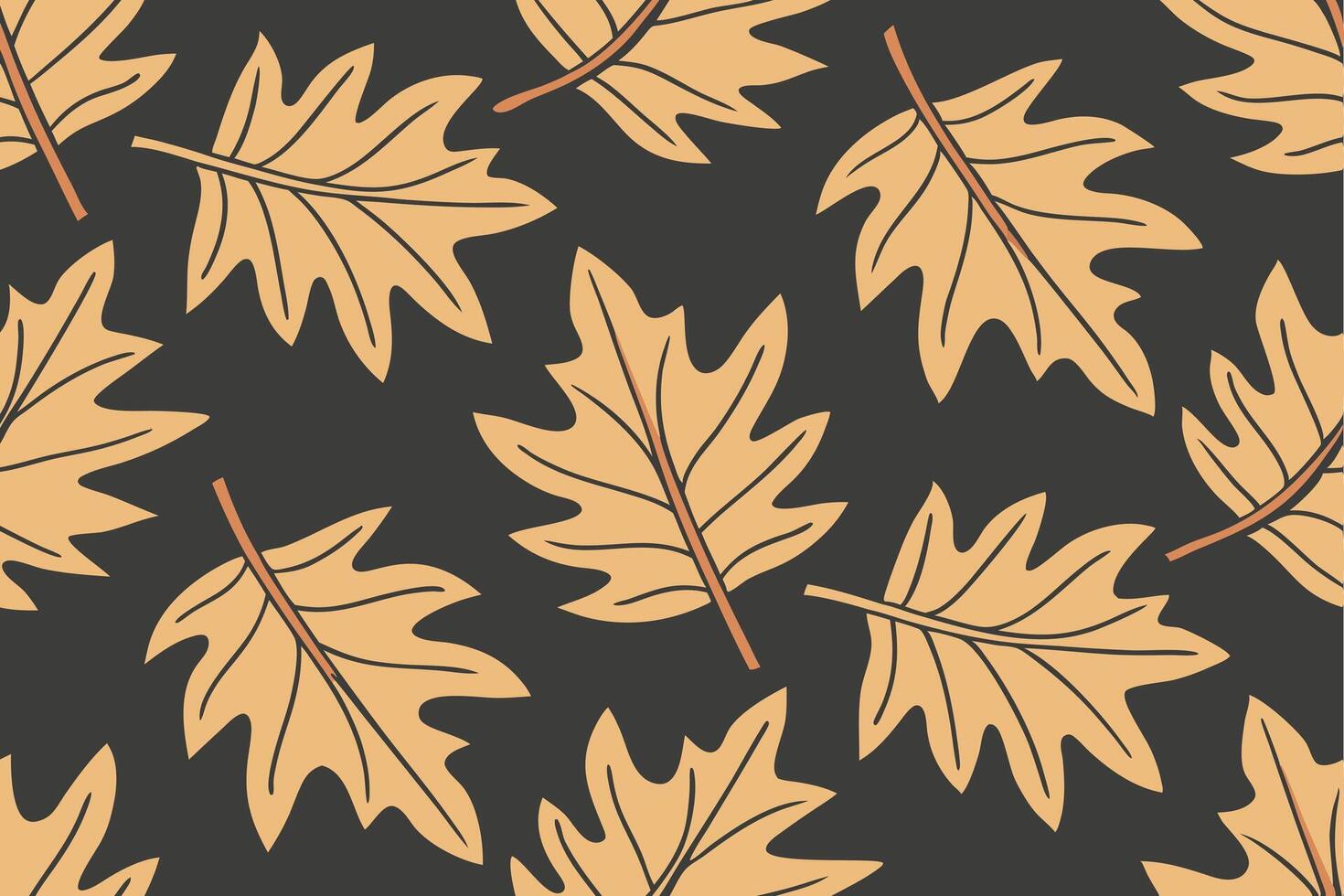 Seamless pattern of autumn leaves with a modern illustration style and a muted color palette for creative projects. vector