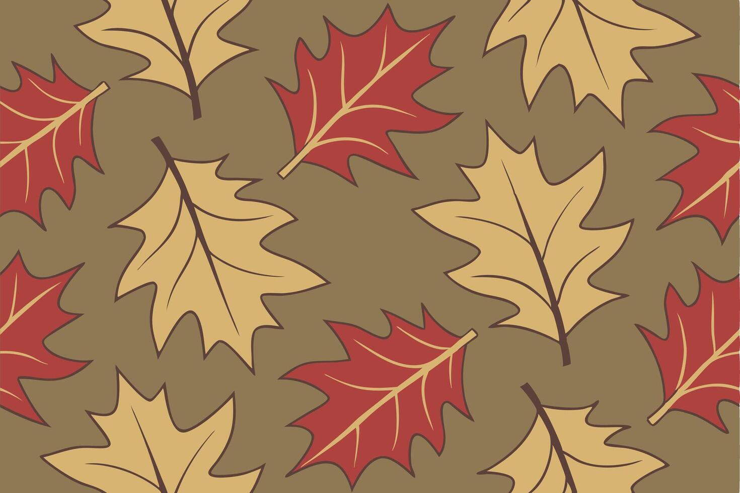 Repeating autumn leaves pattern in earthy tones suitable for seasonal backgrounds and textures. vector