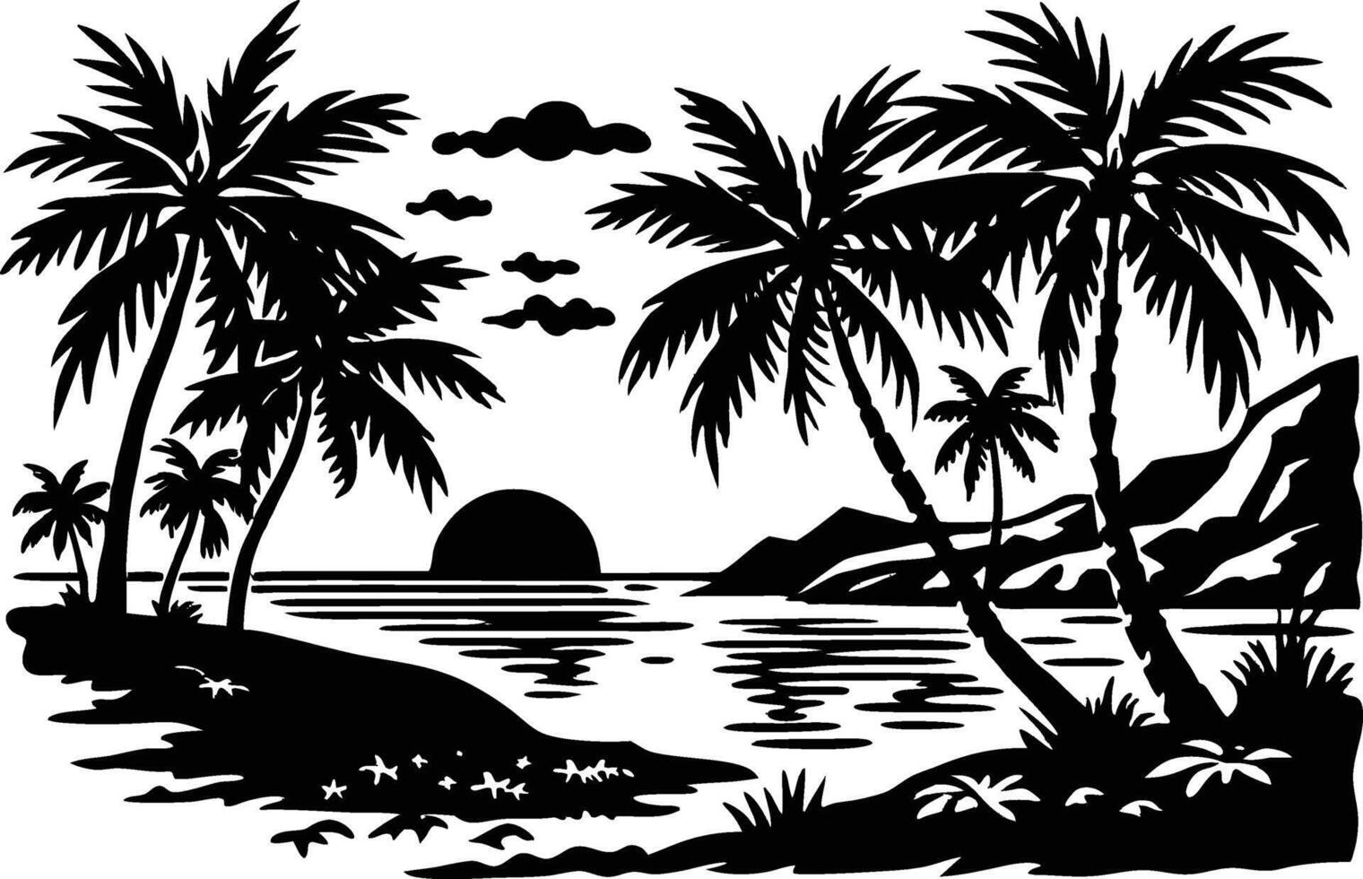 Beach Silhouette Illustration vector