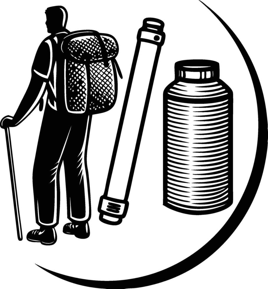 Hiking Equipment Silhouette illustration vector