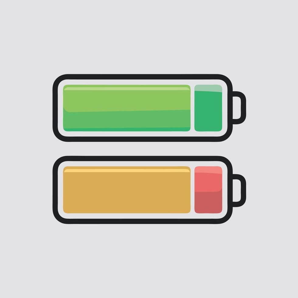 Battery charge indicator icon set vector