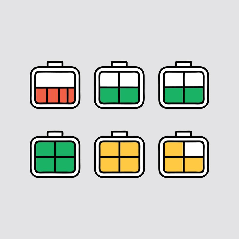 Battery charge indicator icon set 2025 vector