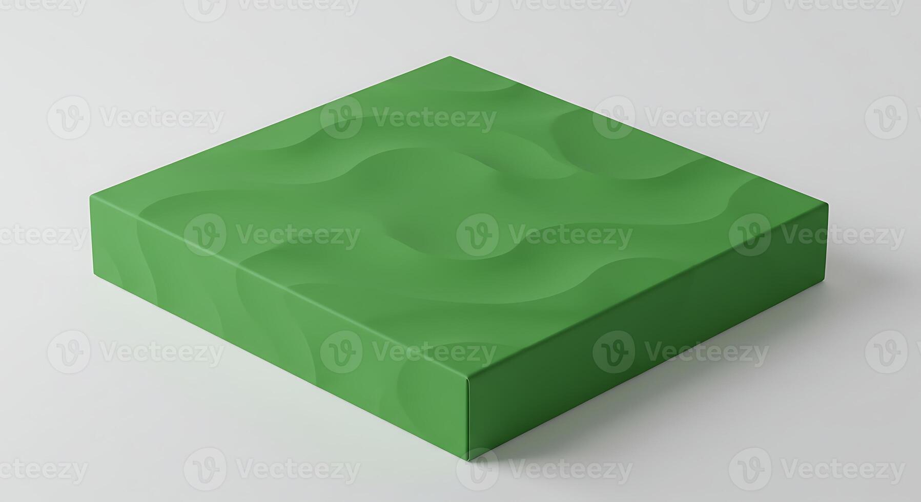 Isolated Green Box with Wavy Pattern on White Background for Mockup photo