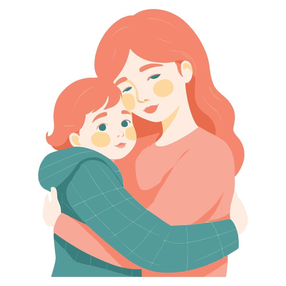 Beautiful Mothers Day Hug Between Mom and Child vector