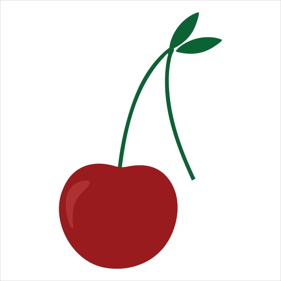 cherry illustration with green leaves isolated on white background vector