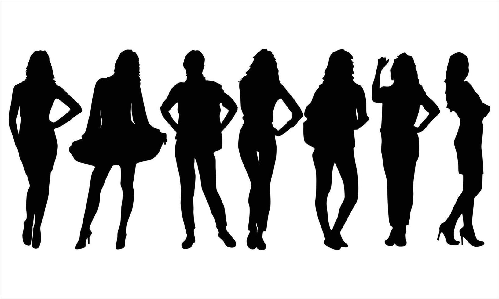 women silhouette set vector