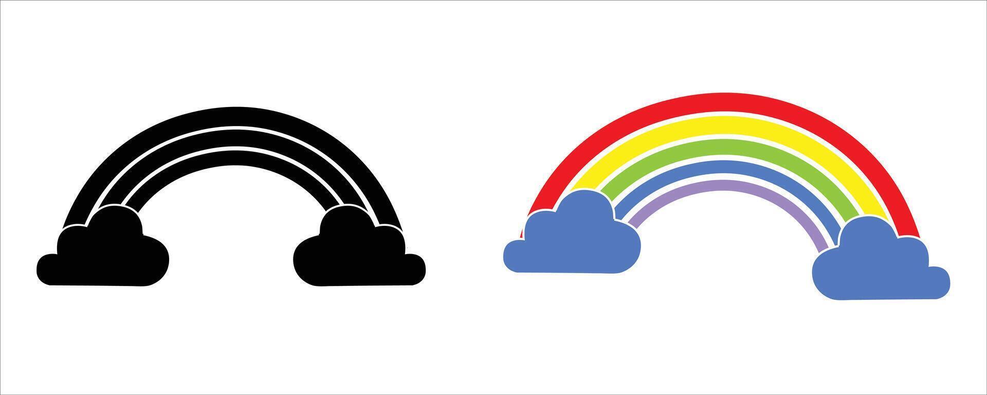Rainbow and cloud Illustration set vector