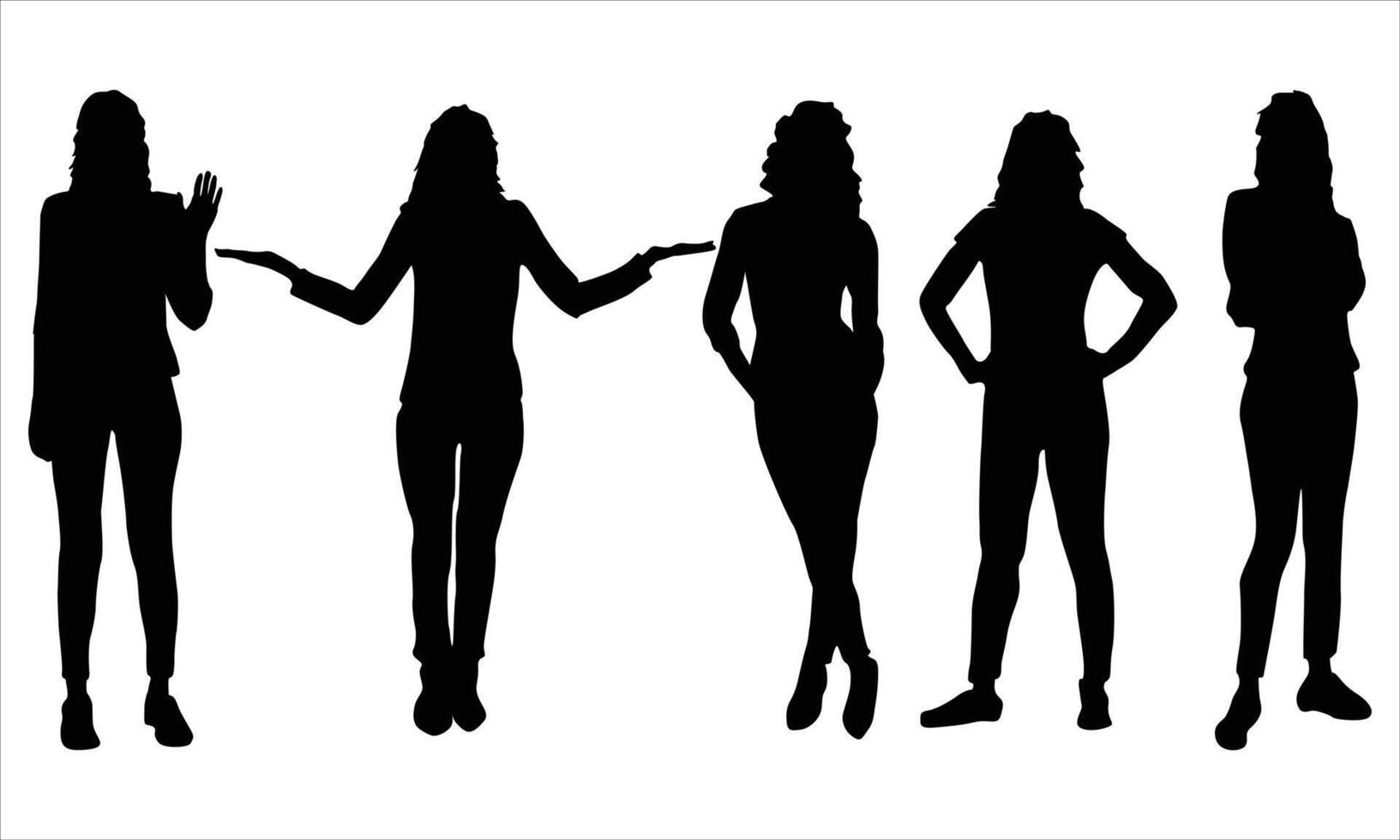 Silhouettes set of women vector