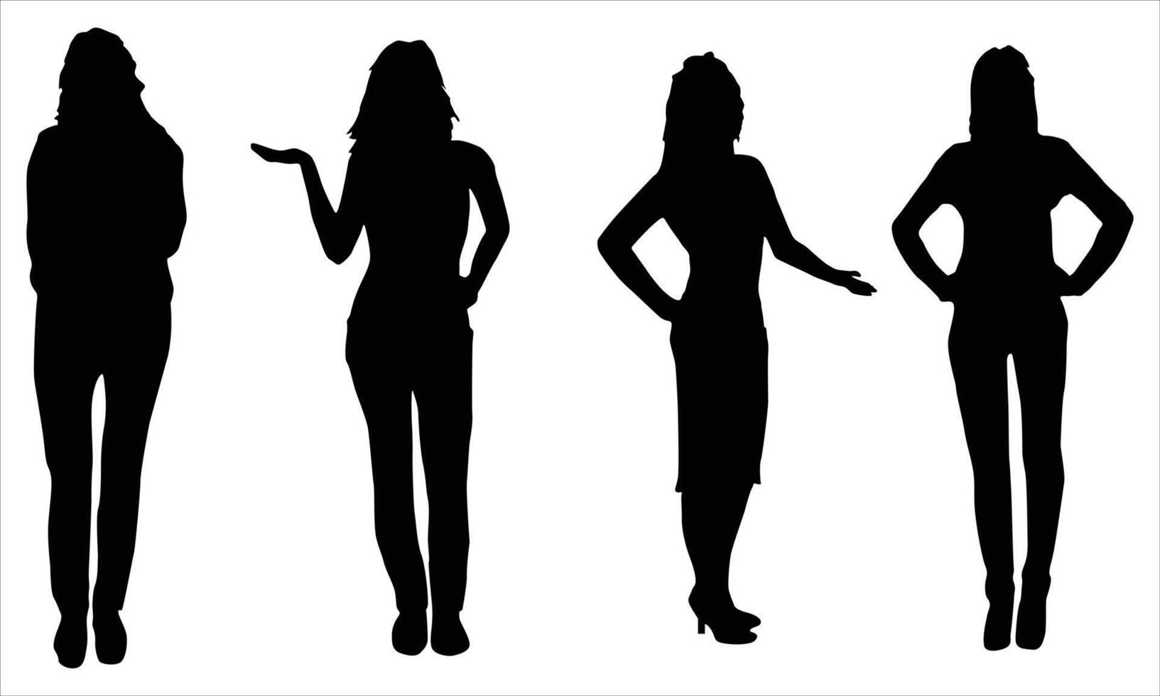 set of female silhouette vector
