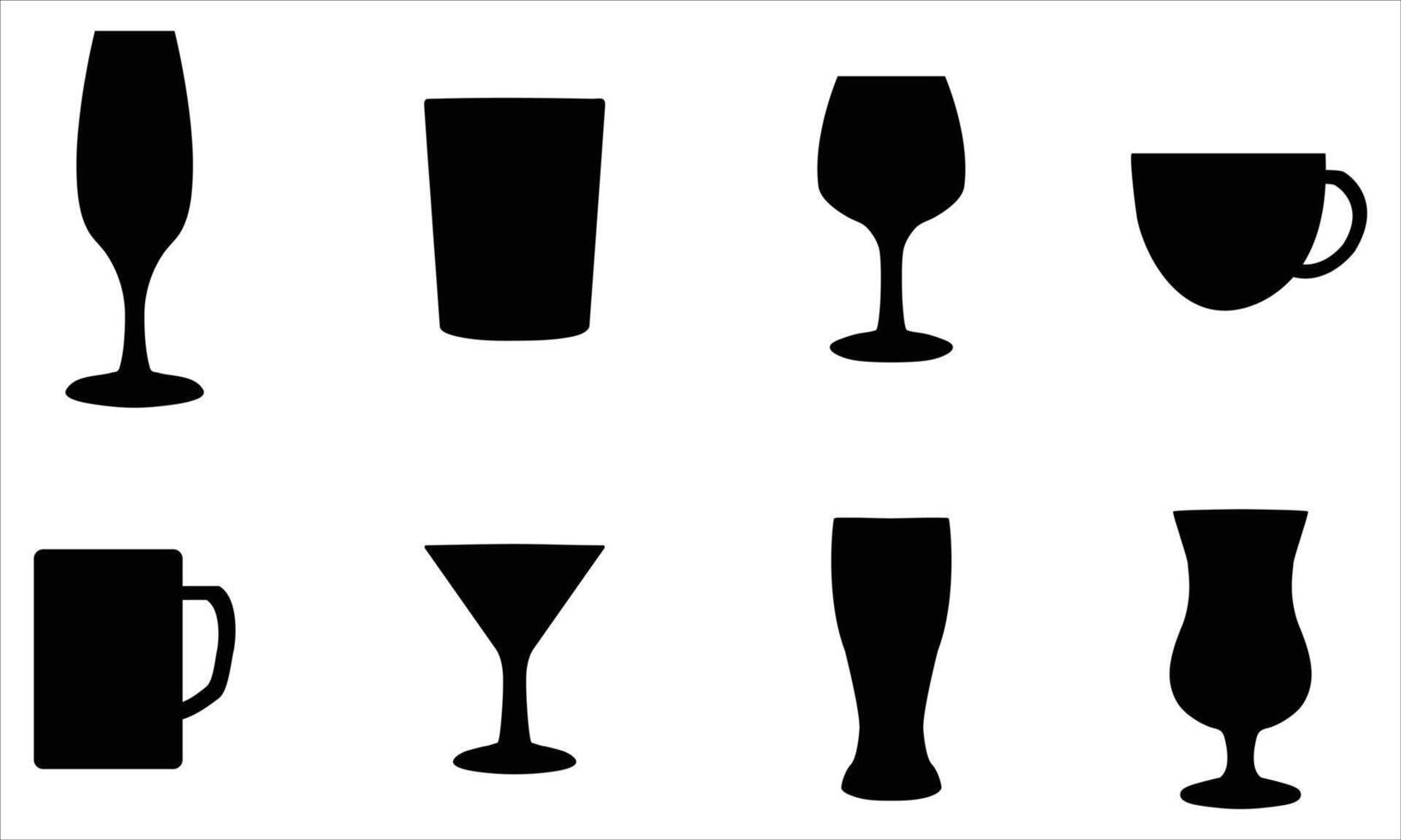 Glass silhouettes set vector