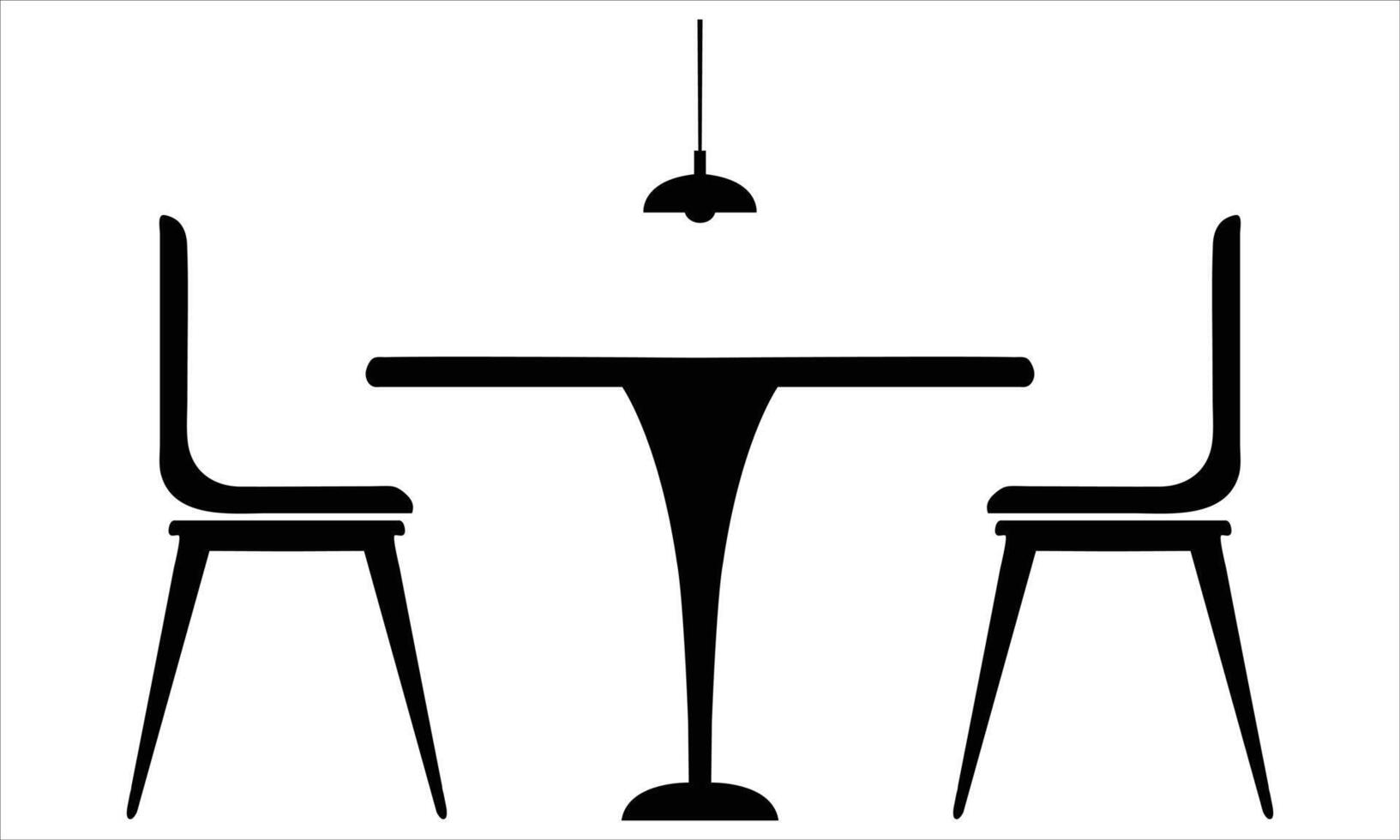 chair and table silhouettes vector