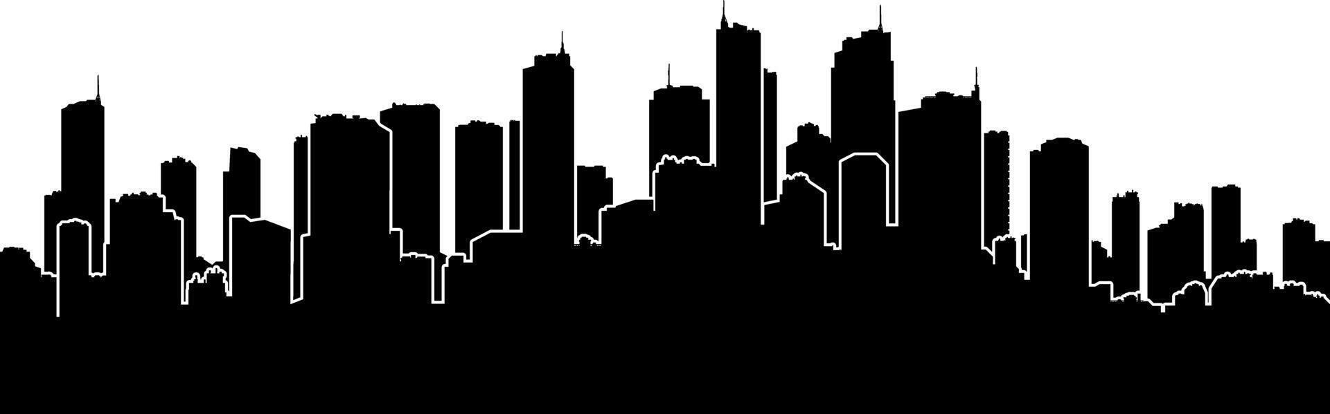 black silhouette of a city with skyscrapers or panorama without background vector