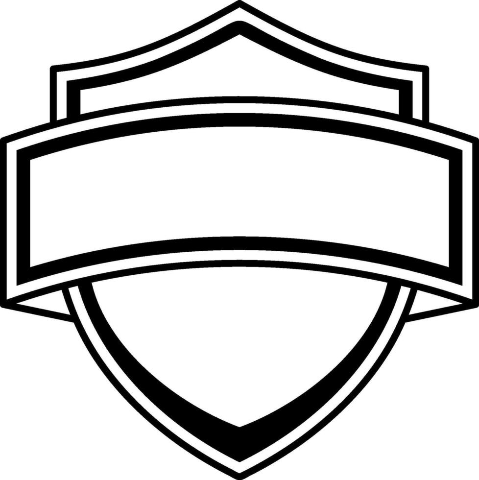 black icon shield with empty ribbon for text or other without background vector