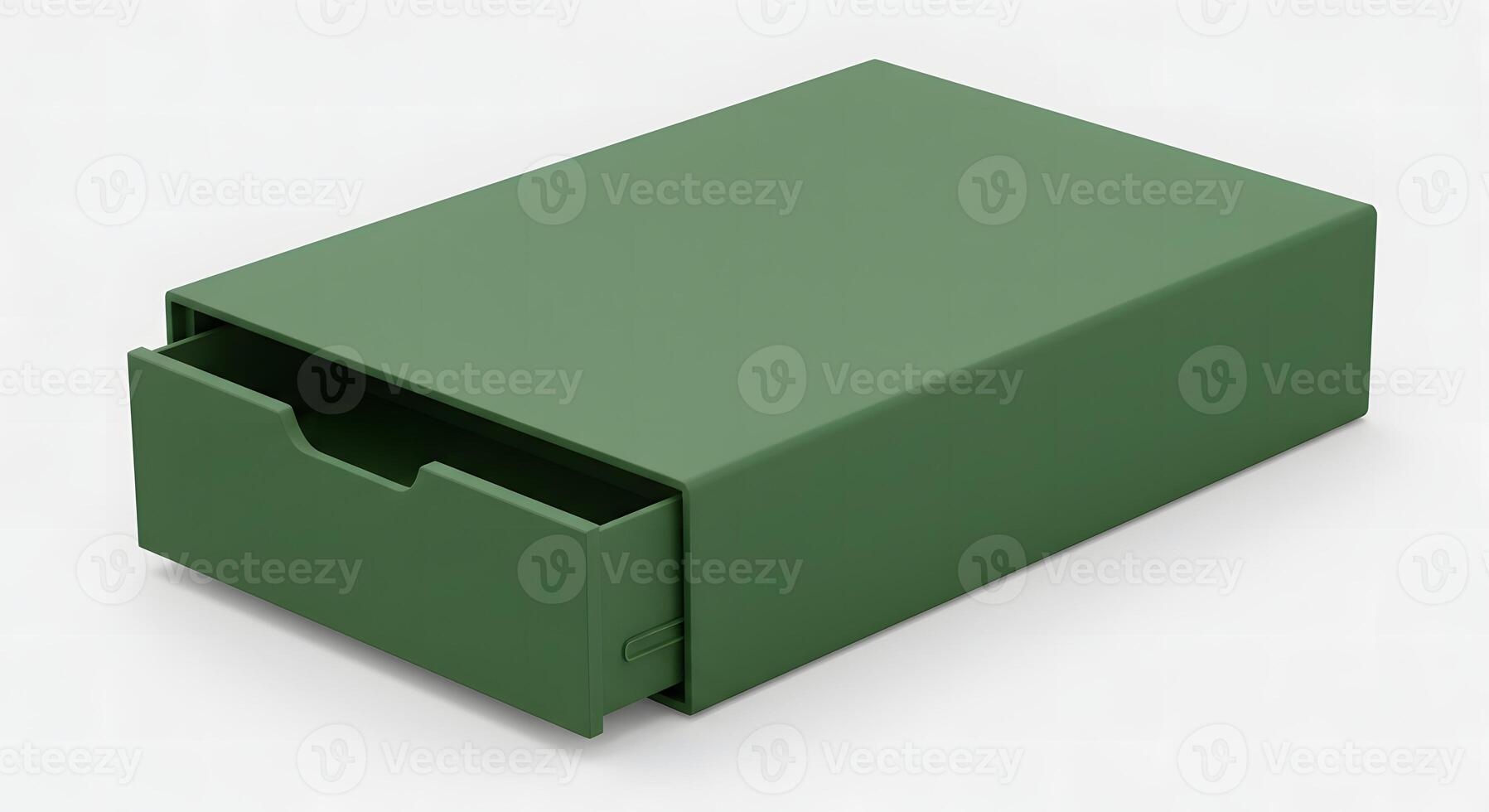 Olive Green Box with Sliding Drawer Storage Organization Container Display photo
