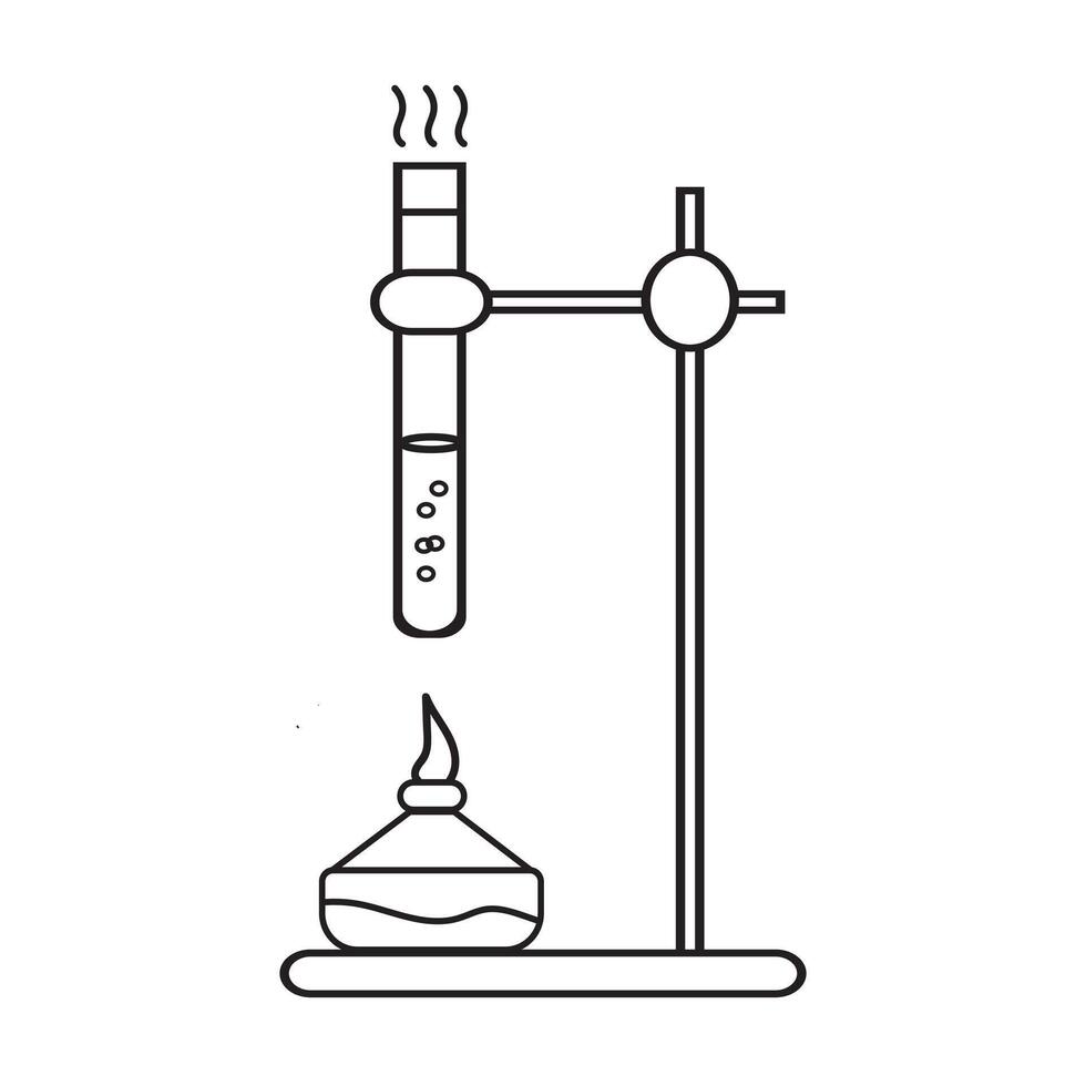 Illustration of a Laboratory Heating Experiment with Test Tube and Flame vector
