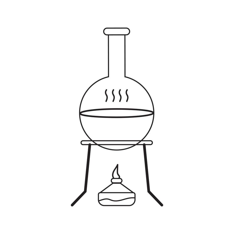 Laboratory Heating Setup with Round Bottom Flask and Burner Illustration vector