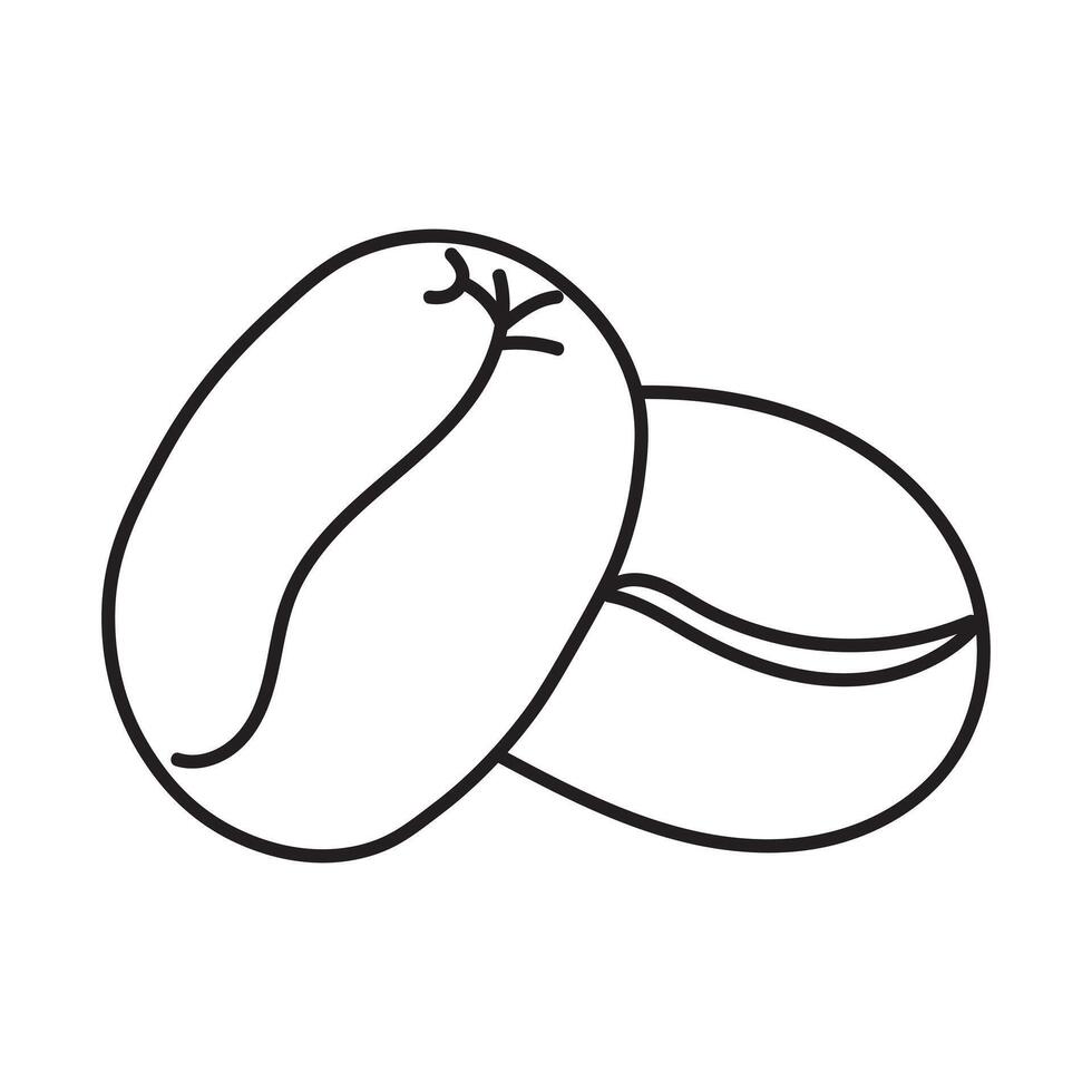 Minimalistic hand-drawn black and white outline of a coffee bean. Perfect for modern designs, coffee-related projects vector