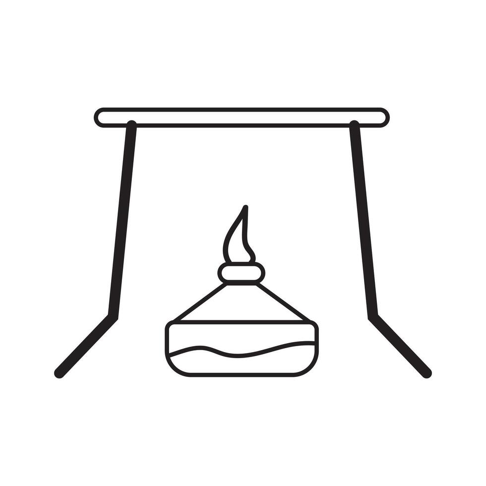 Minimalist Illustration of Camping Grill Pot and Suspended Frame Icon vector