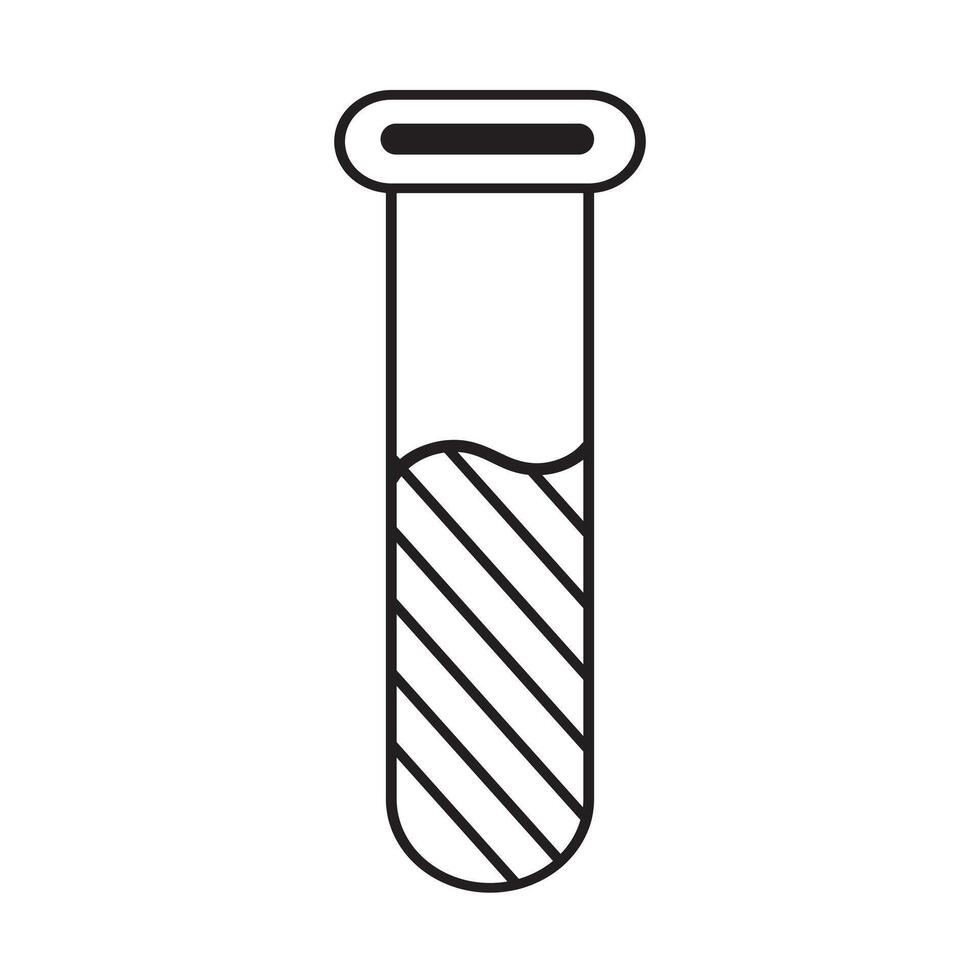 Black and White Icon of Test Tube with Liquid Filling vector