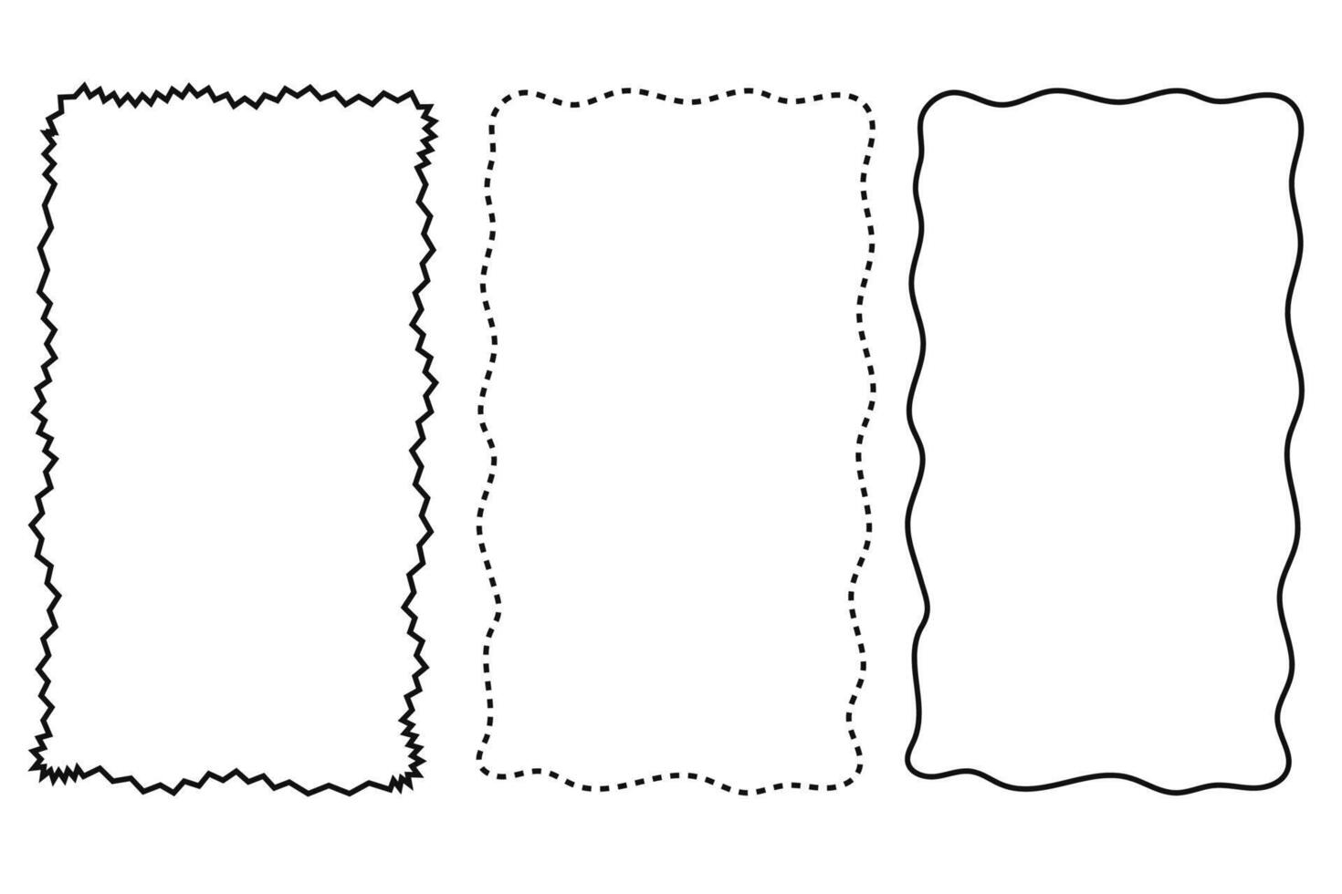 Doodle hand drawn trendy frames with wavy lines and swirls collection. vector