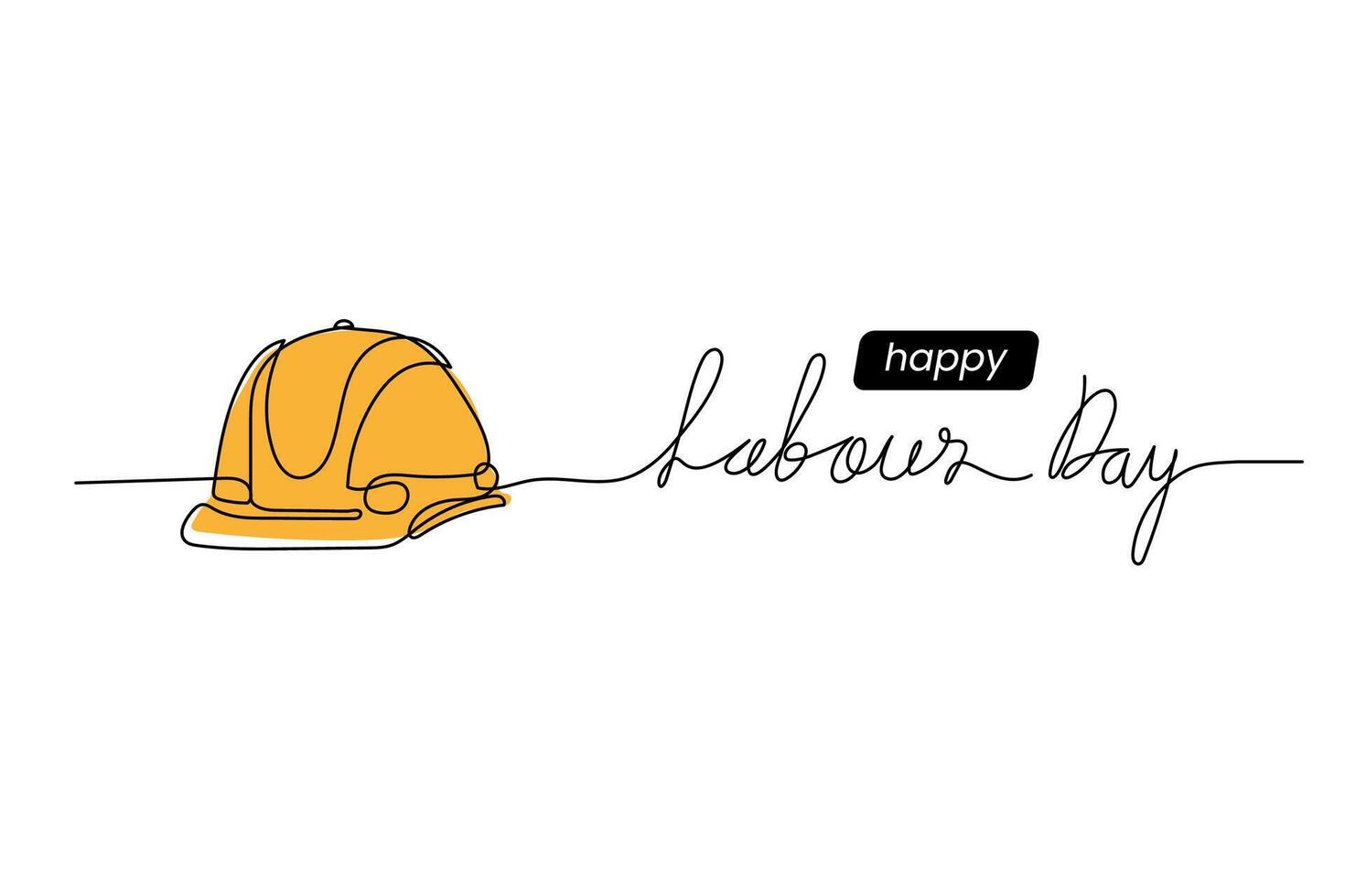 Happy Labour Day simple web background. Yellow hard hat. Lettering Labour Day. vector