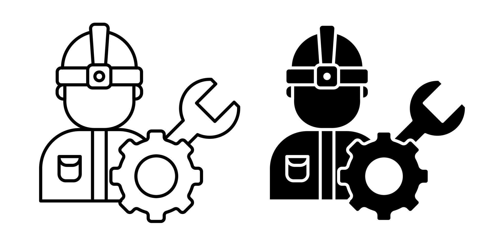 Worker Icon Outline and Glyph Collection vector