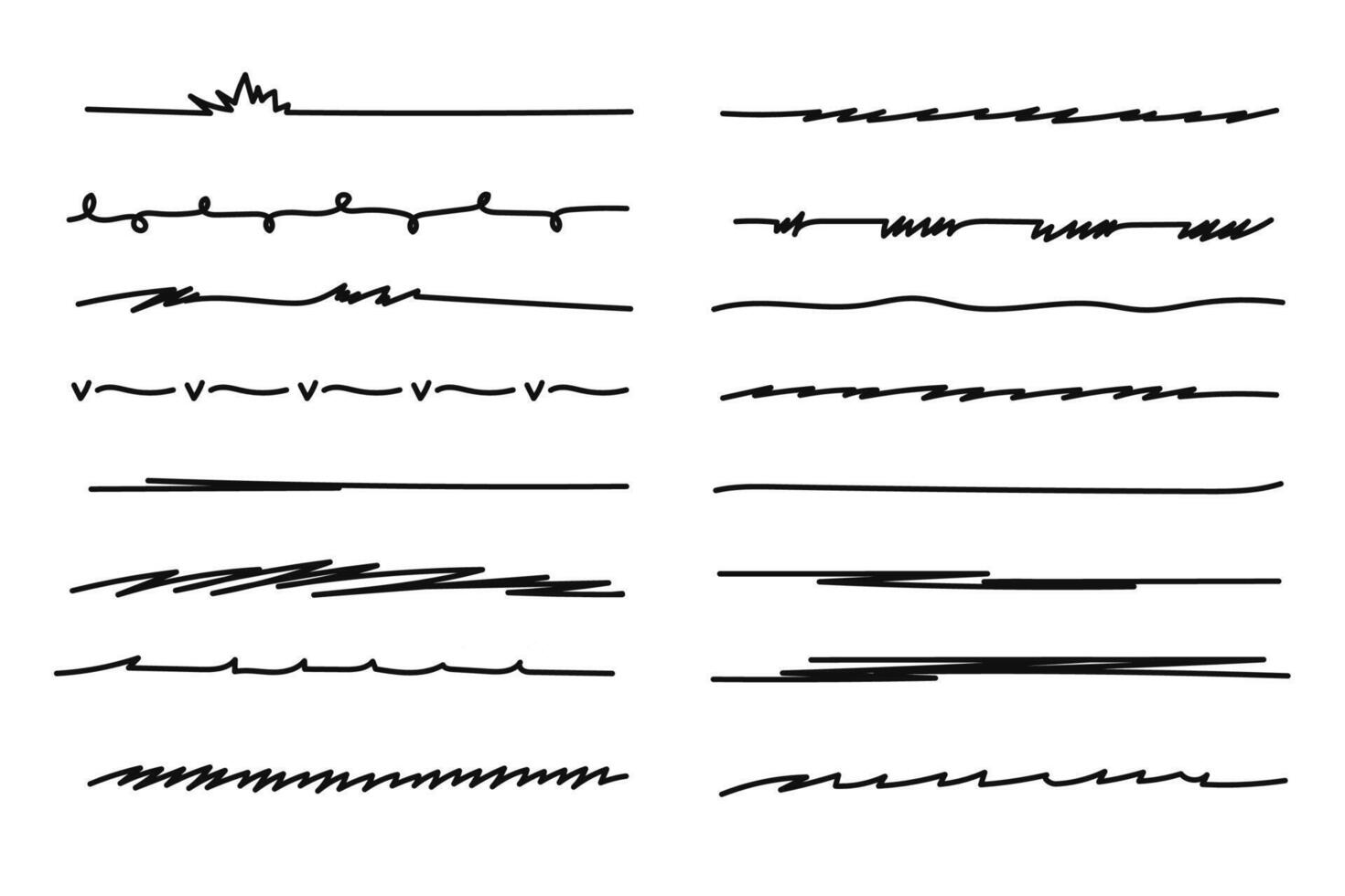 Marker scribble elements collection. Hand drawn strokes, underlines vector