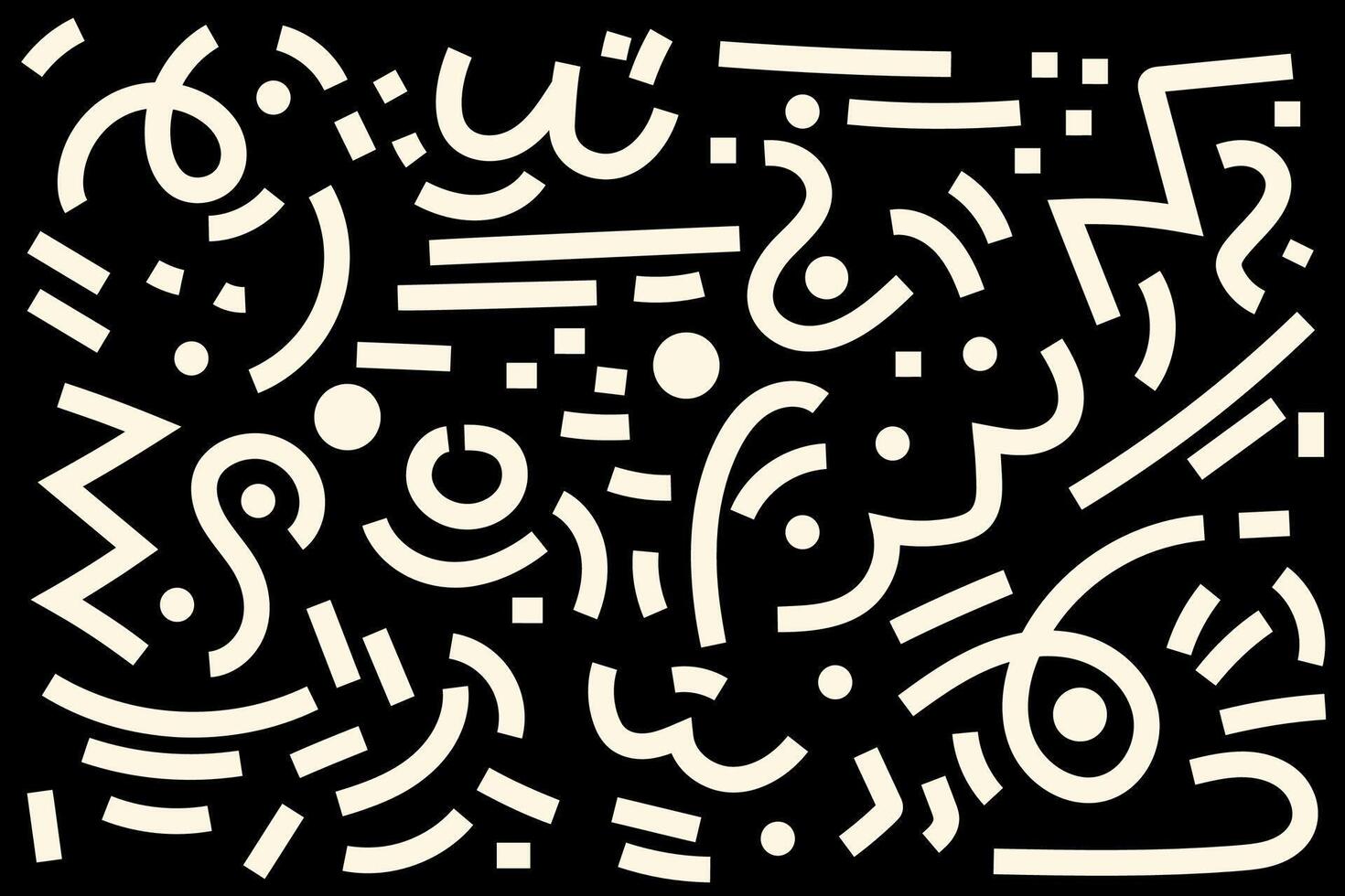 A modern vintage design featuring bold zigzag and curved lines in Memphis style on a dark background vector