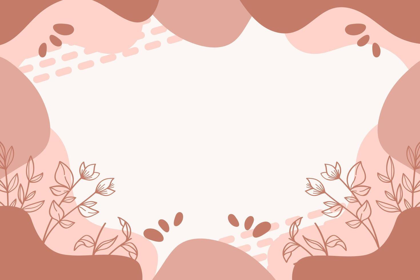 Botanical Line Art Hand drawn Banner isolated on Soft Pastel Background vector
