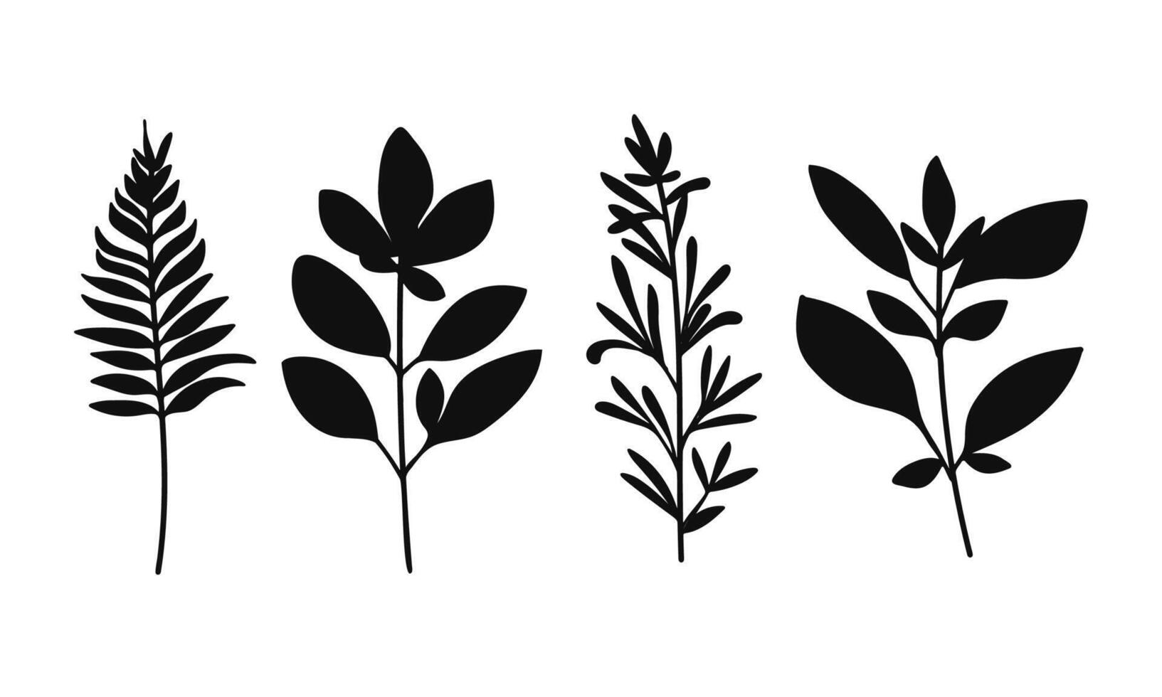 Silhouette Floral Collection for Wedding Invitation Collection vector