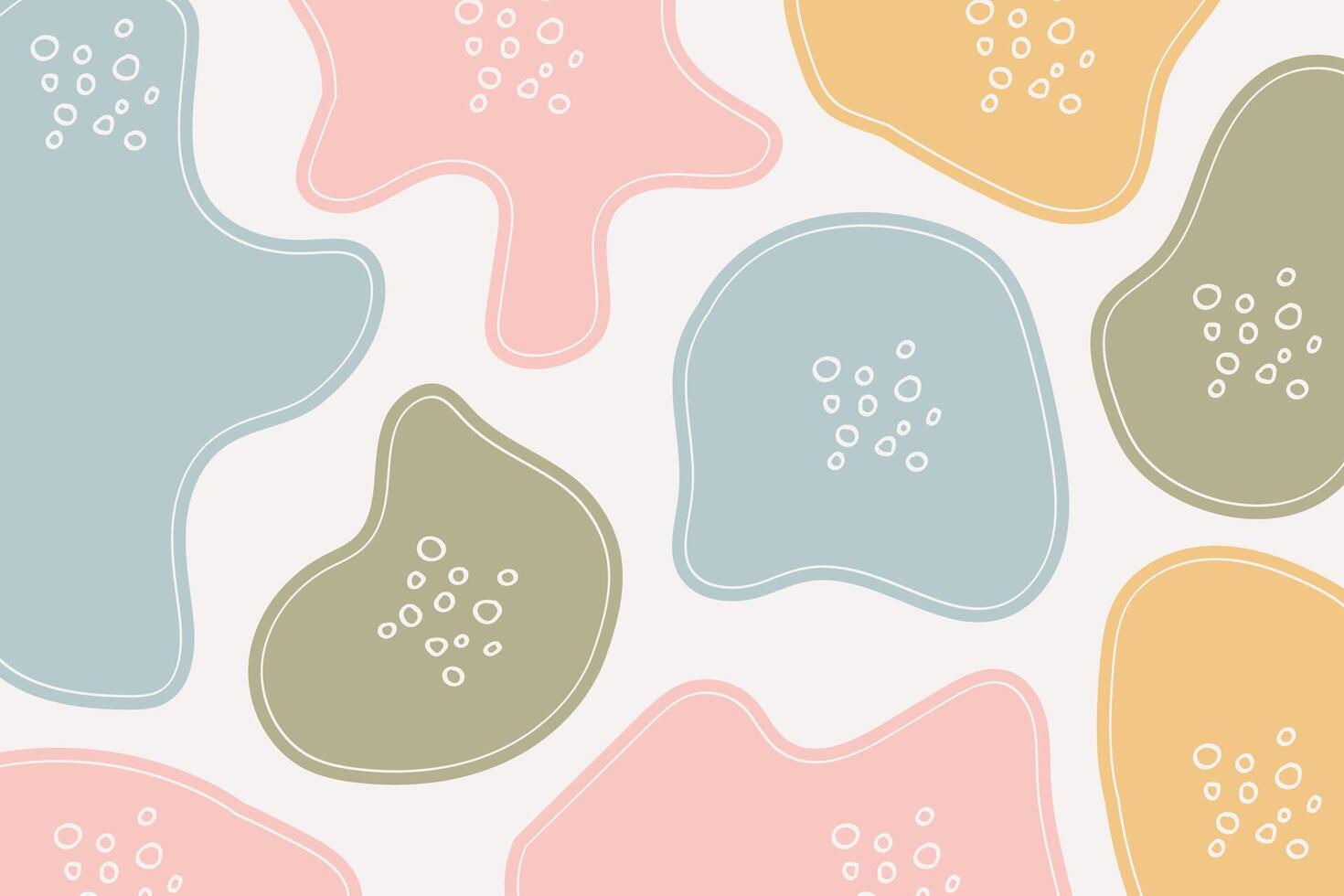 Modern Shape Doodle Hand Drawn Pastel Color with Circles and Dashed Lines Background vector