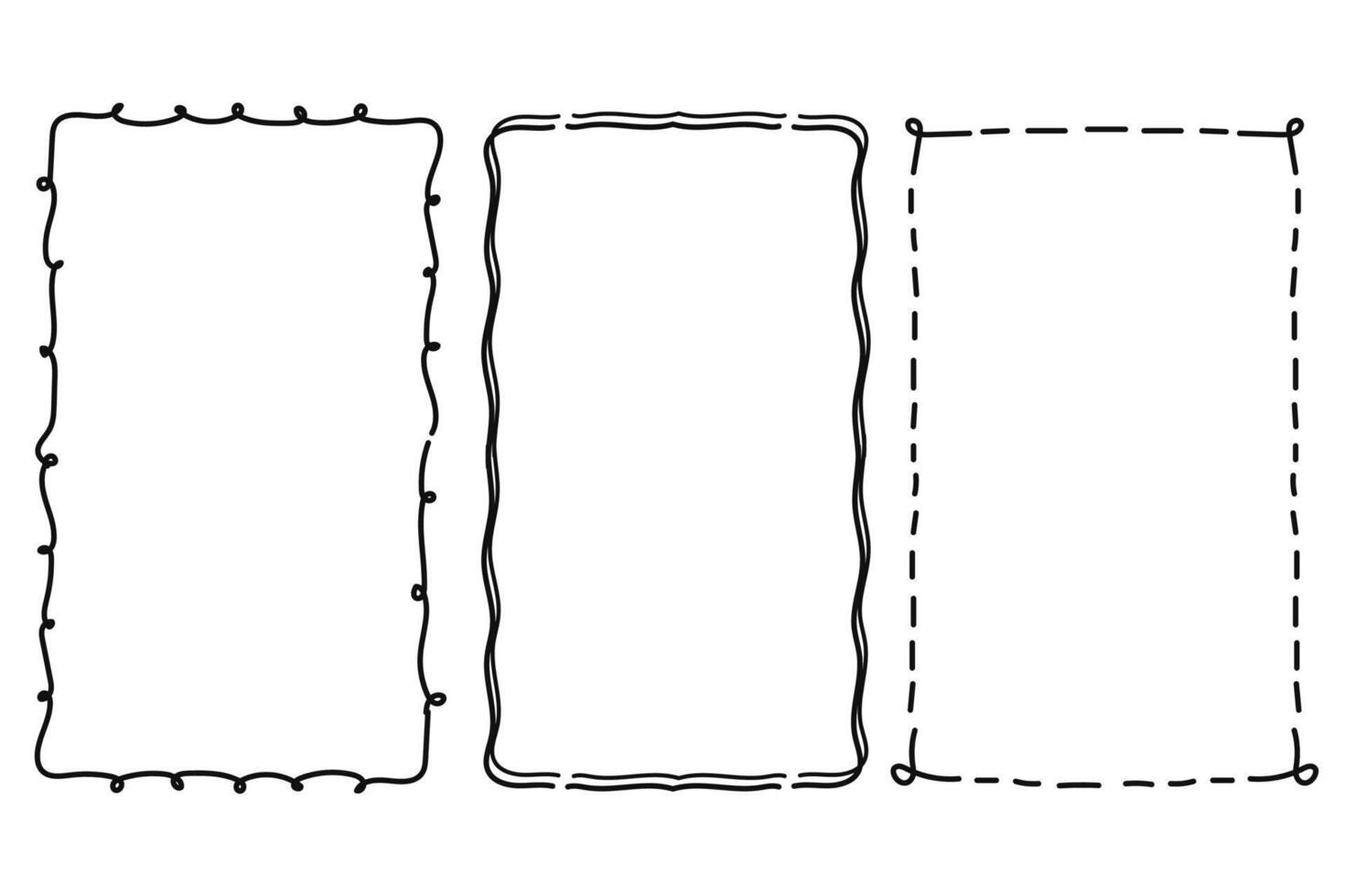 Doodle hand drawn trendy frames with wavy lines and swirls collection. Minimalist line art. vector