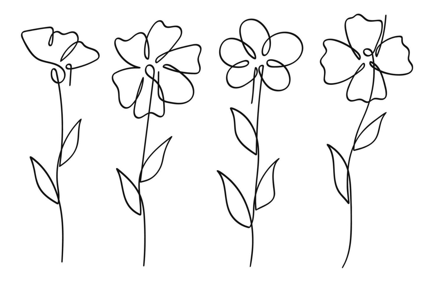 One continuous line art flower illustration collection.One continuous line art. illustration vector