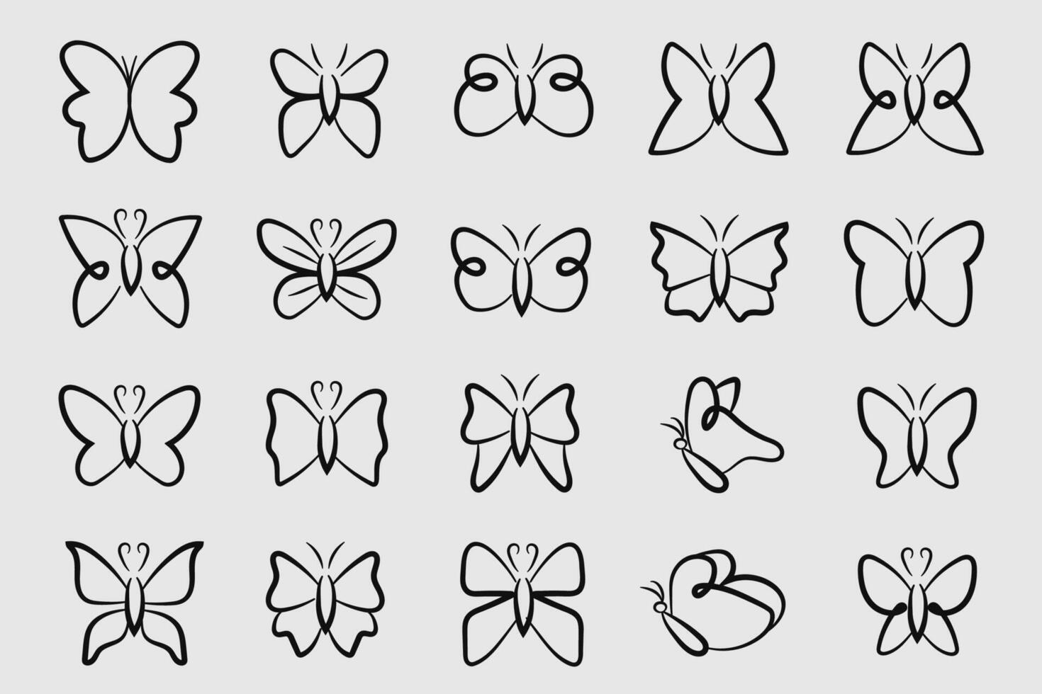 Doodle Butterfly Line Drawing Collection vector