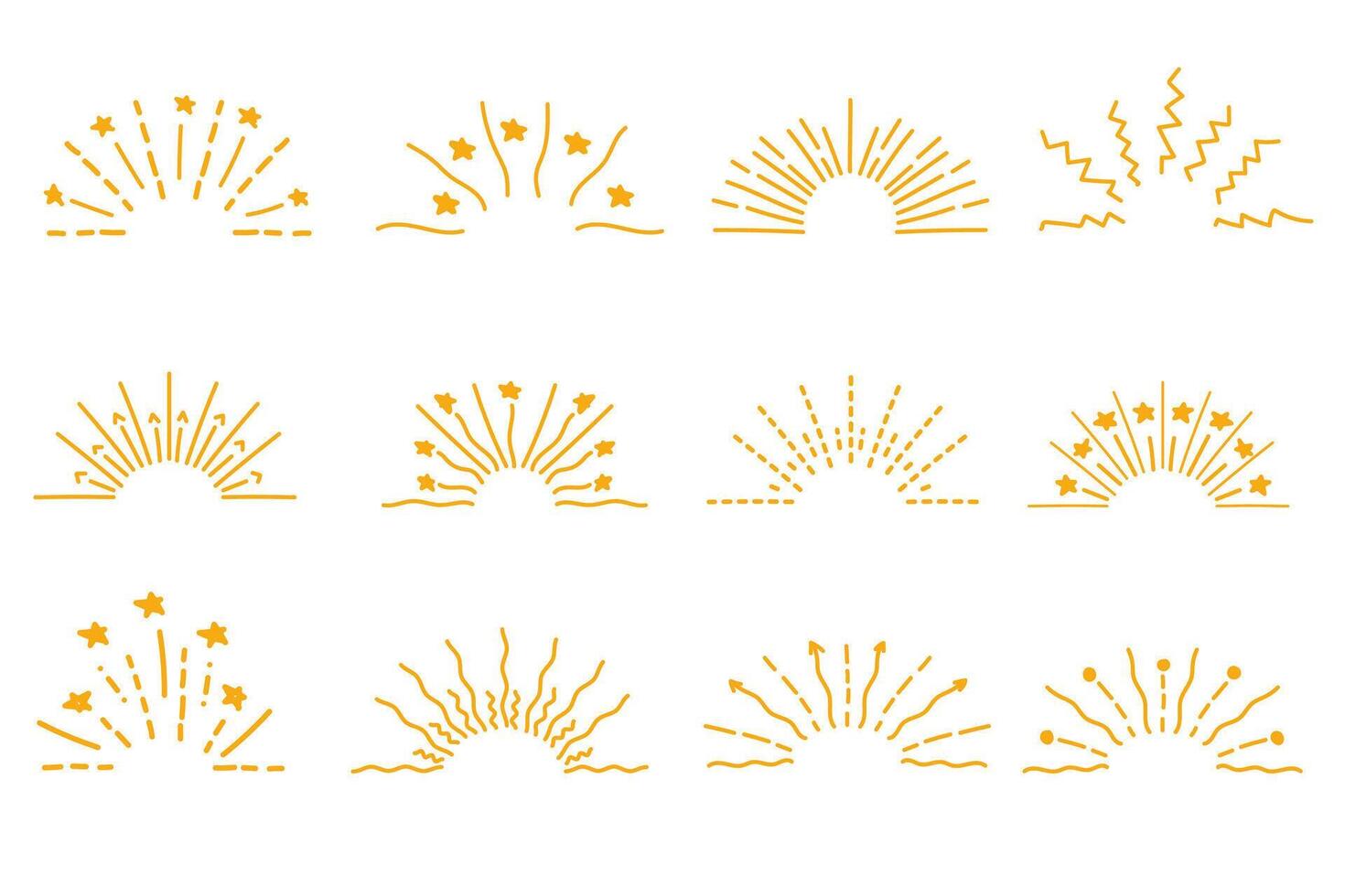 Doodle line sparkles and rays. Hand- drawn explosion lines confetti, sun burst,stars decorative effect surprise elements. vector