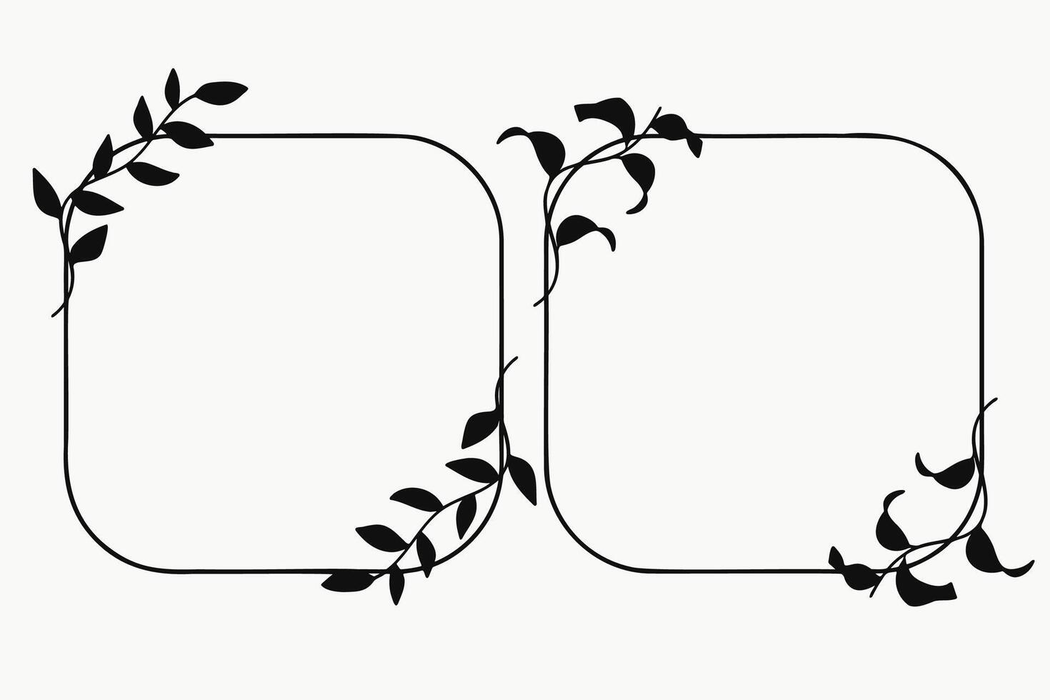 Floral Round silhouette frame design collection. vector