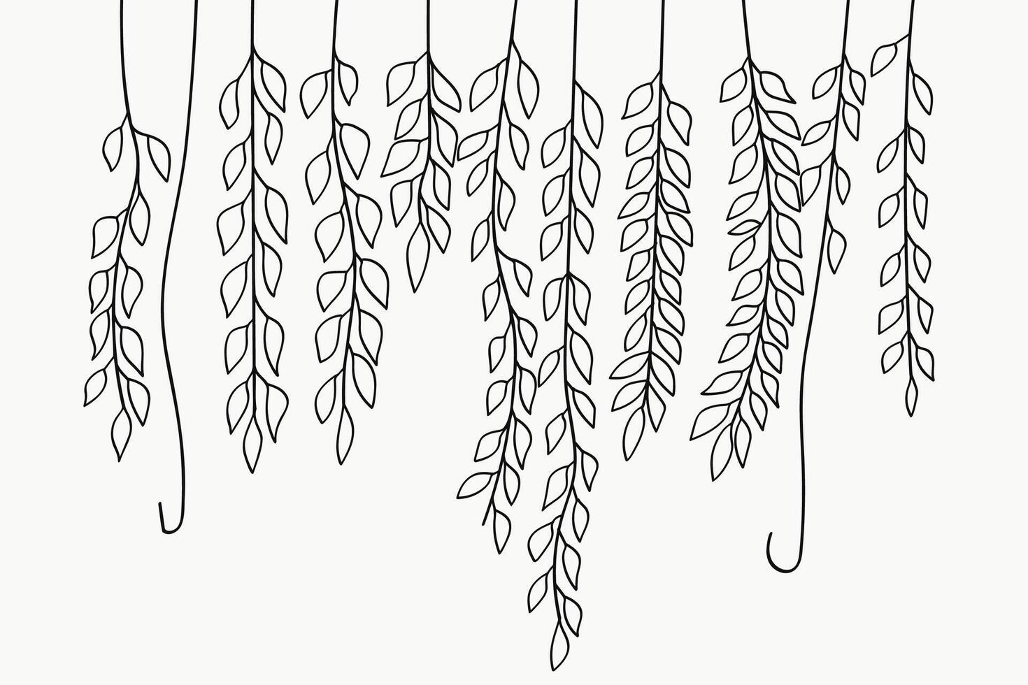 Hanging Plants Line Art Drawing. illustration vector