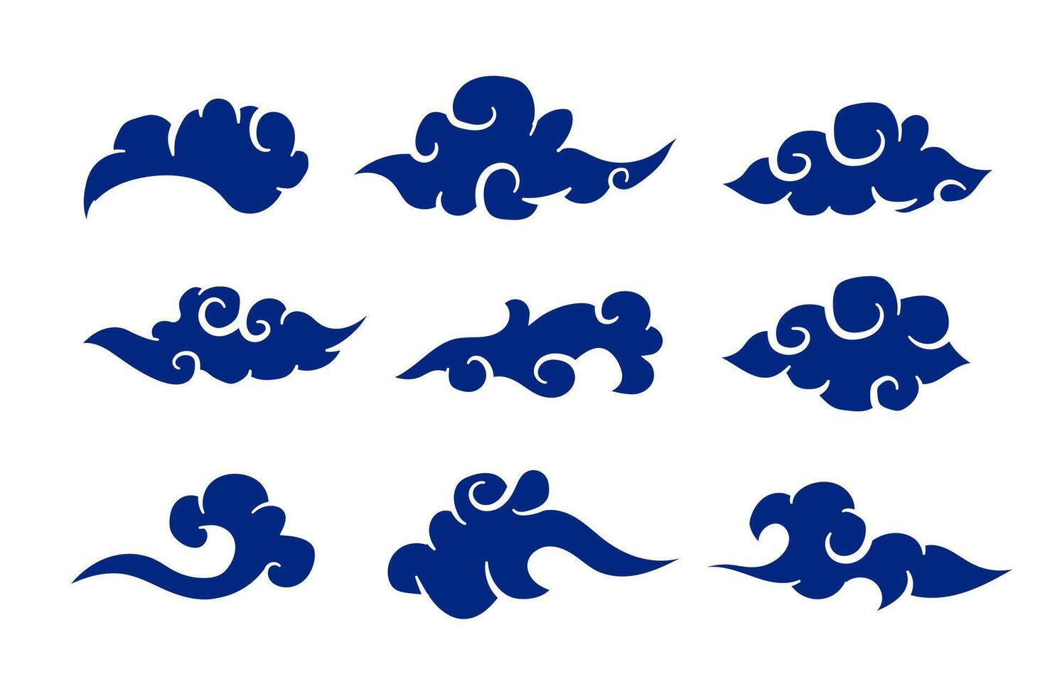 Blue Clouds Collection in Japanese Style vector