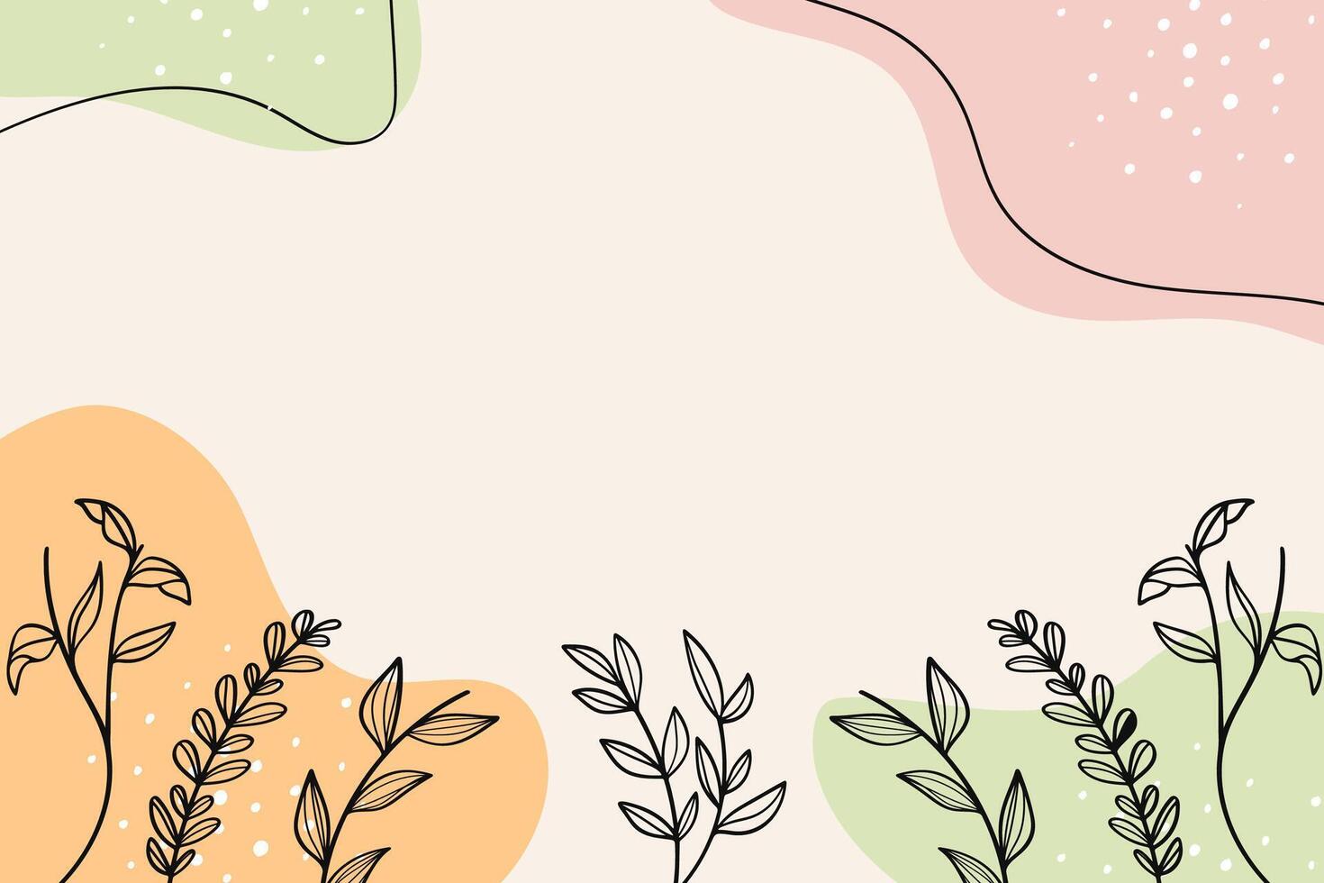 Modern Botanical Pastel Hand-drawn Background. vector