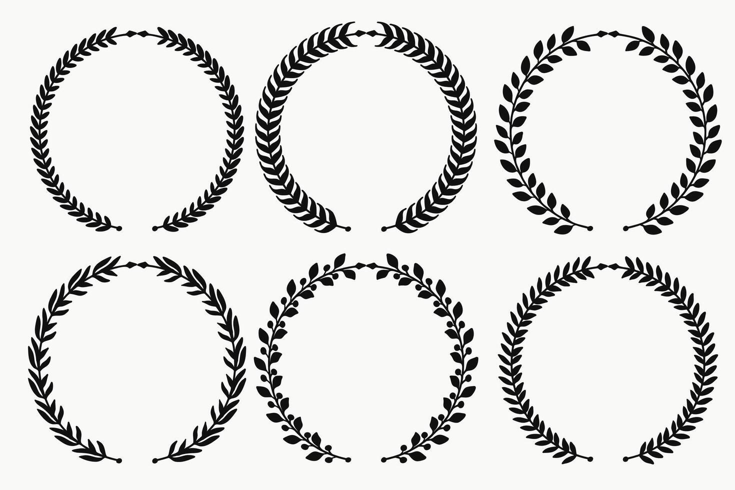 Silhouette Laurel Wreath Circle Border Vintage style Collection. vector