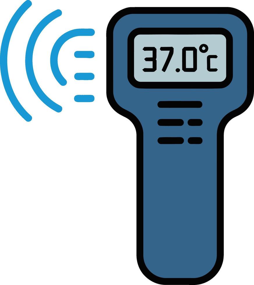 Simple Illustration of a Non-Contact Infrared Thermometer vector