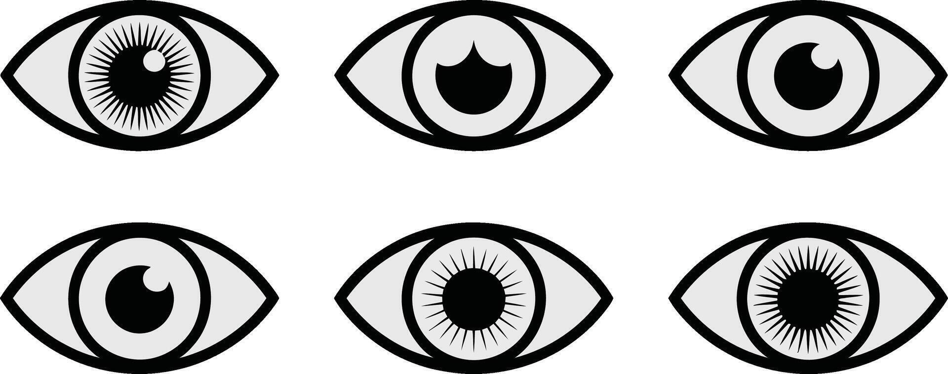 Six Eye Icons Showing Pupil Variations vector
