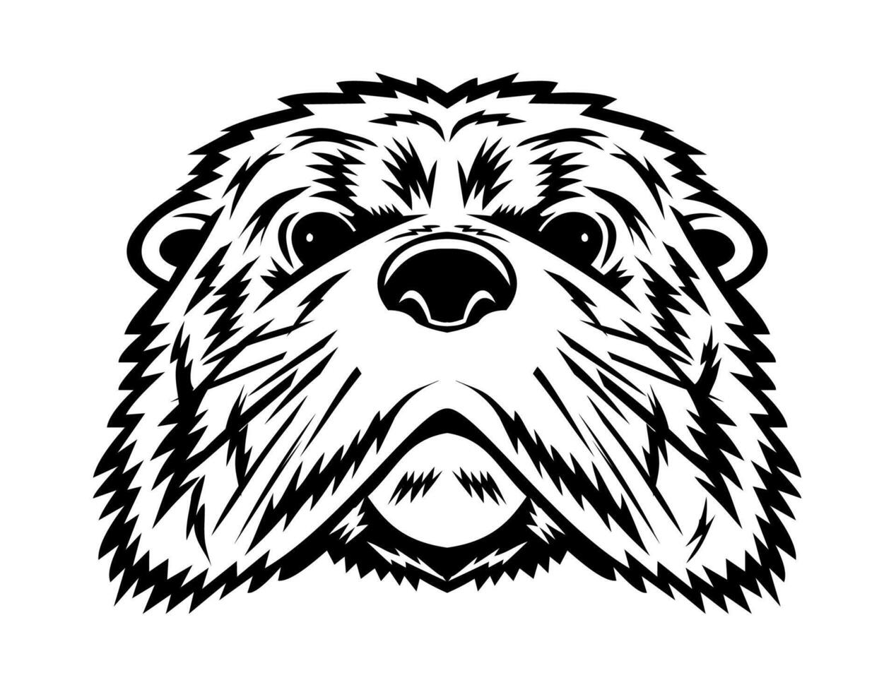 North American River Otter Head Front Mascot Retro vector